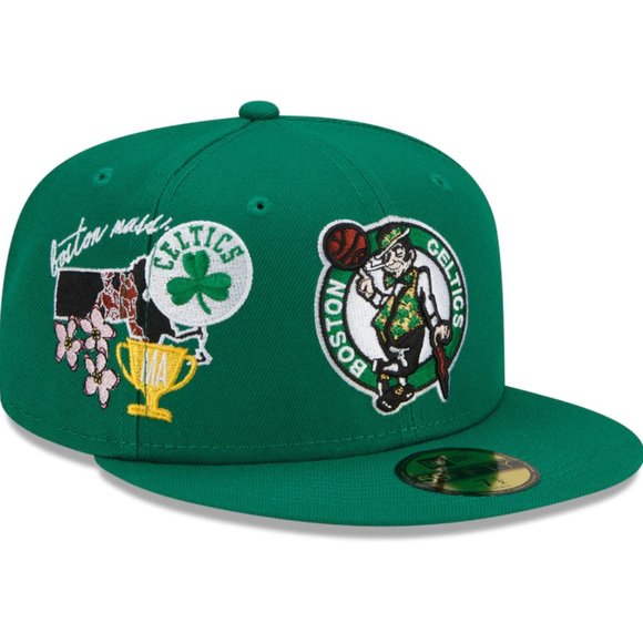 New Era Boston Celtics City Cluster 59FIFTY Fitted Hat Green - Picture 3 of 7